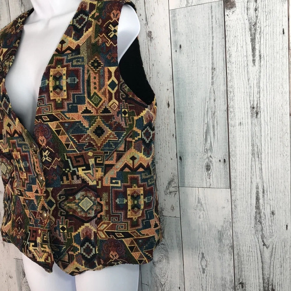 Vintage Norm Thompson Aztec Tapestry Vest Large - Picture 3 of 9